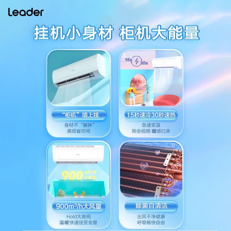海尔Leader2匹挂机变频1级冷暖家用省电空调KFR-50GW/18MDA81TU1套机图片