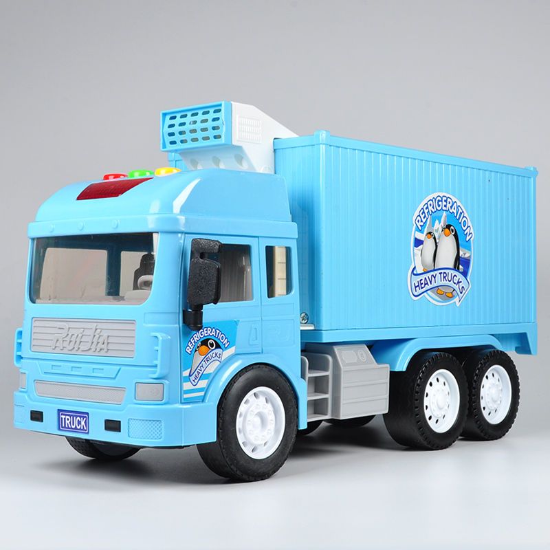 仿真大号惯性工程车集装箱冷藏车厢货模型儿童玩具车逼真声光中号冷藏