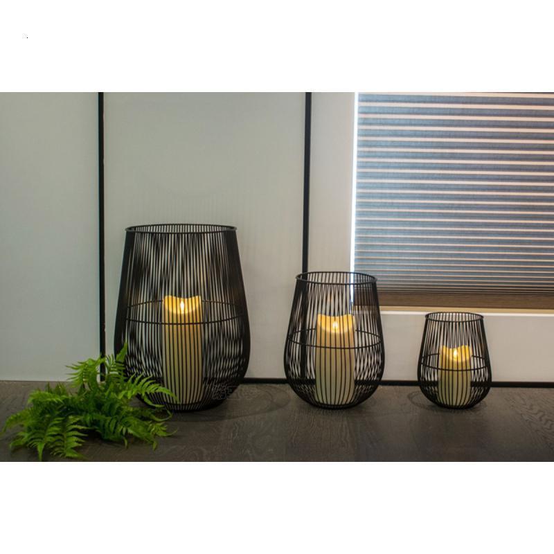 中式创意铁艺落地烛台北欧现代户外风灯家用民宿酒店摆件风灯烛台