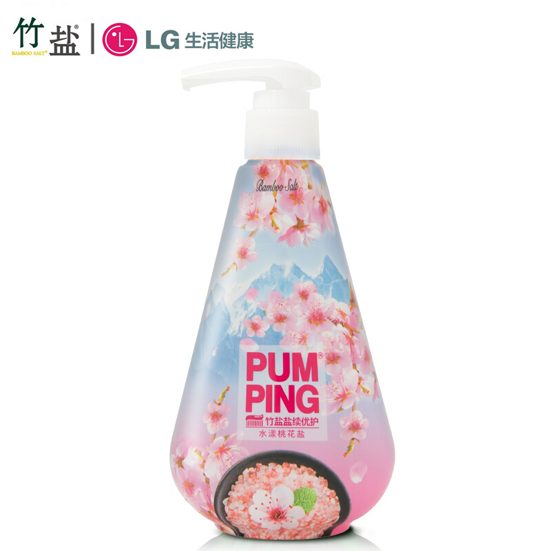 LG竹盐牙膏 盐续水漾桃花盐优护派缤牙膏285g(桃花沁香)粉润护龈 洁白牙齿高清大图