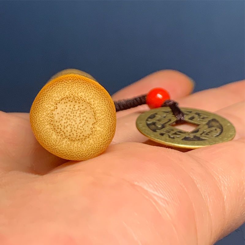 实心竹手把件带环文玩老玉竹雕把玩精磨手工抛光竹子车挂竹制挂件 粗