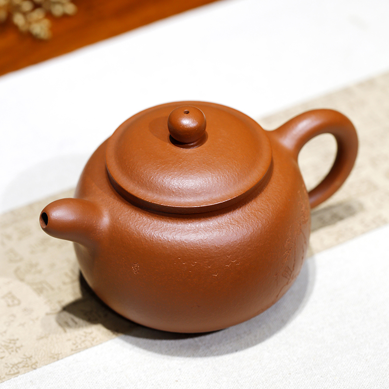 风云名人周小明纯全手工原矿梨皮老朱泥正宗宜兴紫砂壶大容量茶壶 全手工刻绘 手写收藏证书 保真可验货
