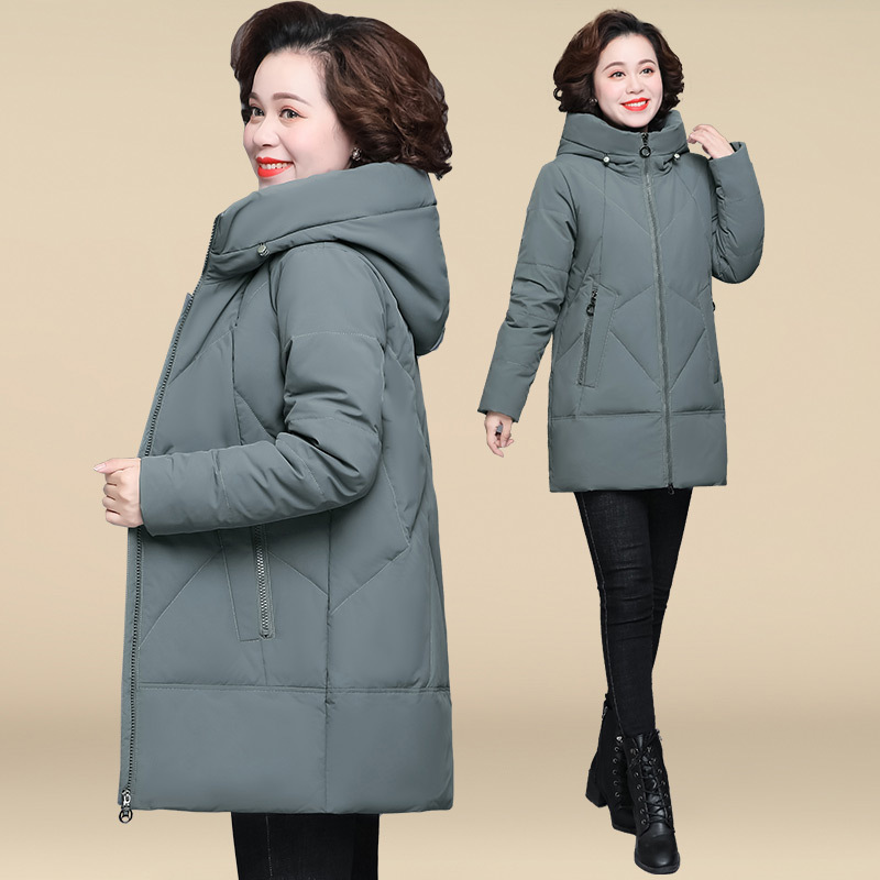 锋非凡品牌中老年妈妈冬装中长款羽绒棉衣女加厚运动棉袄外套奶奶减龄