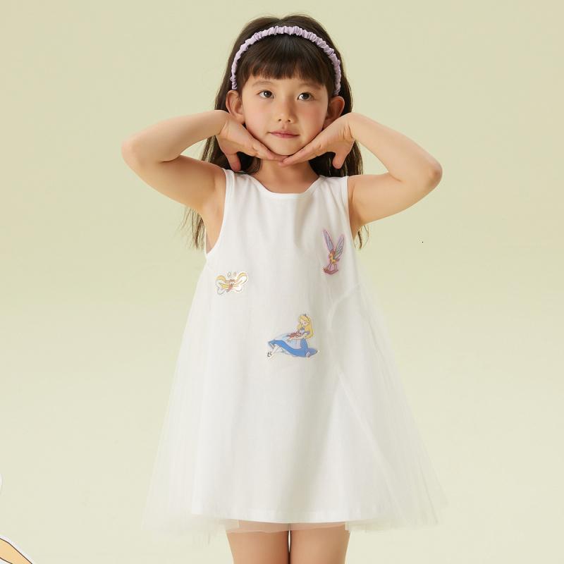 [1件3折价:44.7]moomoo童装女童夏装新款连衣裙儿童洋气薄款无袖公主裙