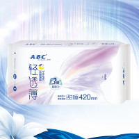 ABC 亲柔立围 超长甜睡夜用 轻透薄棉柔卫生巾420mm*3片(含KMS健康配方)国产 女性护理