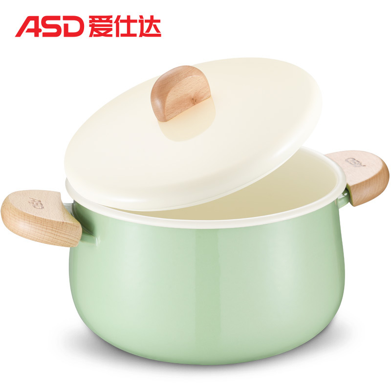 爱仕达(ASD) 汤锅 20CM洛歌沙搪瓷汤锅炖锅煮锅锅具 煮面泡面小汤锅煲汤锅TT20A1Q薄荷绿
