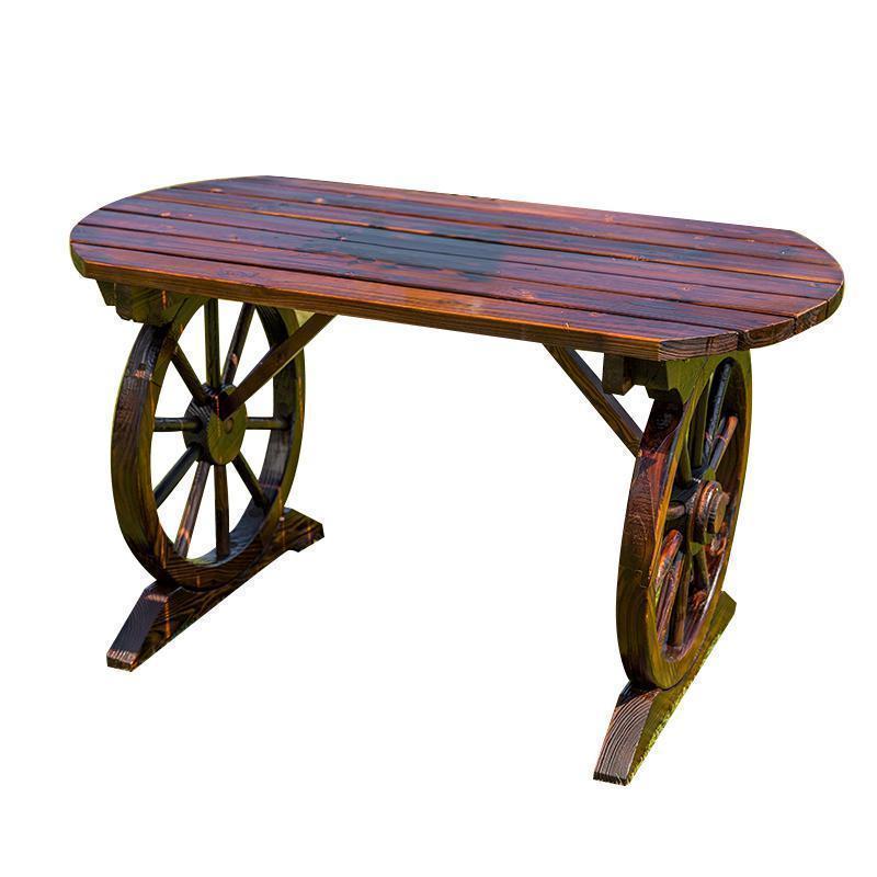 森美人庭院碳化木葡萄架户外简易防腐木葡萄架庭院实木户外凉亭木屋家具 120*60椭圆桌