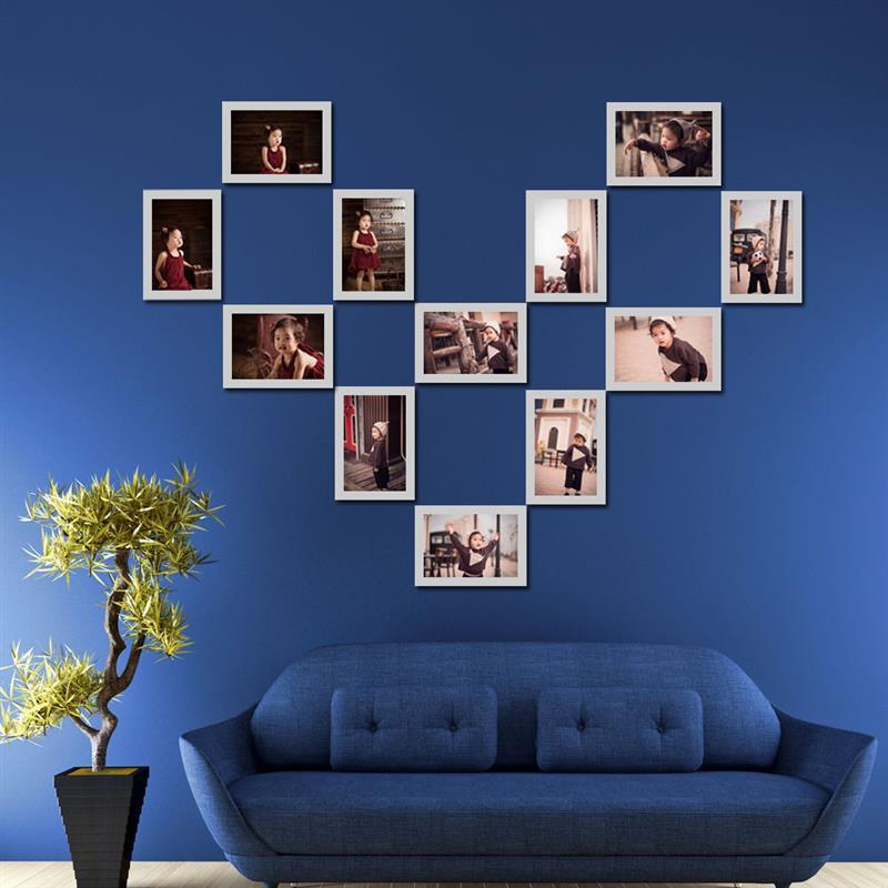 心形照片墙装饰简约相框墙客厅创意爱心背景墙相册框相片挂墙组合全