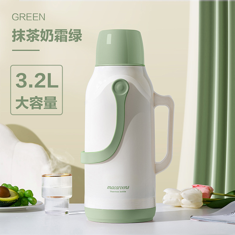怡雅韵热水瓶家用保温壶暖瓶茶瓶大容量暖壶茶壶便携正品开水保温瓶 3.2L抹茶奶霜绿