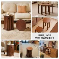 实木圆凳子茶几家用可叠放组合凳吃饭凳子沙发边几妆凳一体用圆凳