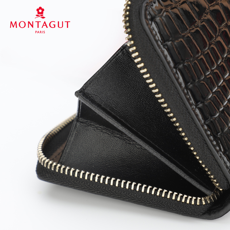 梦特娇钱包女 真皮拉链 手拿包时尚漆皮 复古鳄鱼纹 正品 女士新款亮皮小手包高清大图