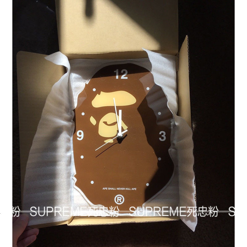现货 BAPE 猿人头 挂钟 猴子家居装饰壁表挂钟