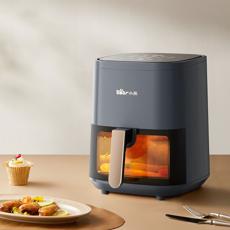 小熊(bear)可视窗口空气炸锅家用多功能微电脑触控微蒸汽嫩烤【ZMD安心系列】 QZG-P12G1