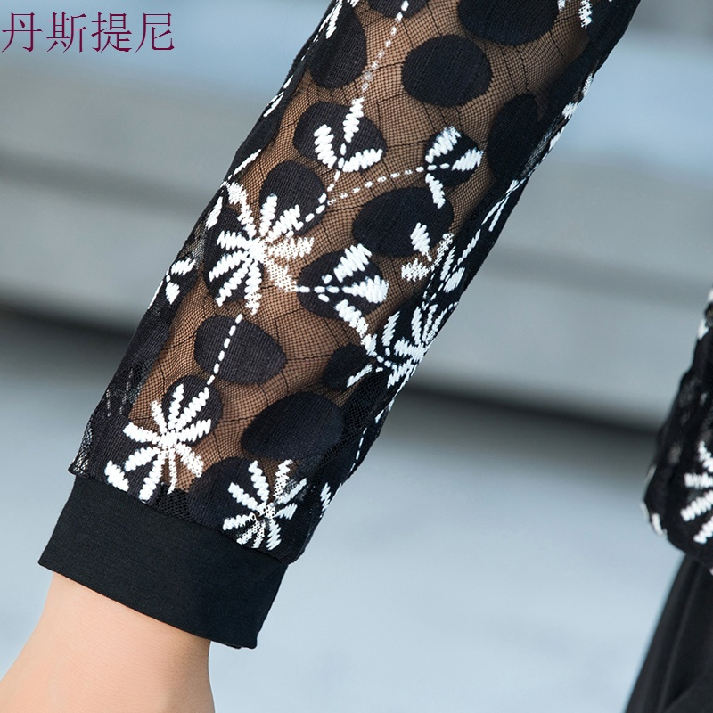 中年40岁妈妈小衫短款长袖上衣女2018新款秋装打底衫洋气两件套装