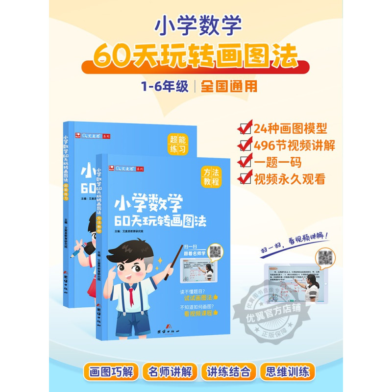 [单词+练习⭐3本]画图法+小学生你得这样背单词 小学通用 [正版]艾麦思小学数学60天玩转画图法学霸一年级下册二三四五