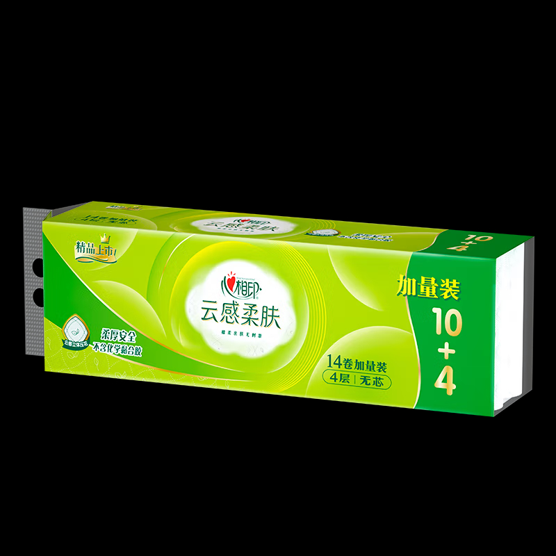 心相印卷纸云感加厚四层立体压花无芯卫生纸厕纸手纸家庭装 4层 120g/卷 14卷