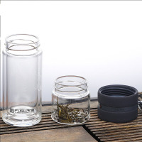 富光(FUGUANG)玻璃杯G1609-SH-240 240ml创意随手杯过滤杯子男双层水杯便携茶水分离泡茶杯