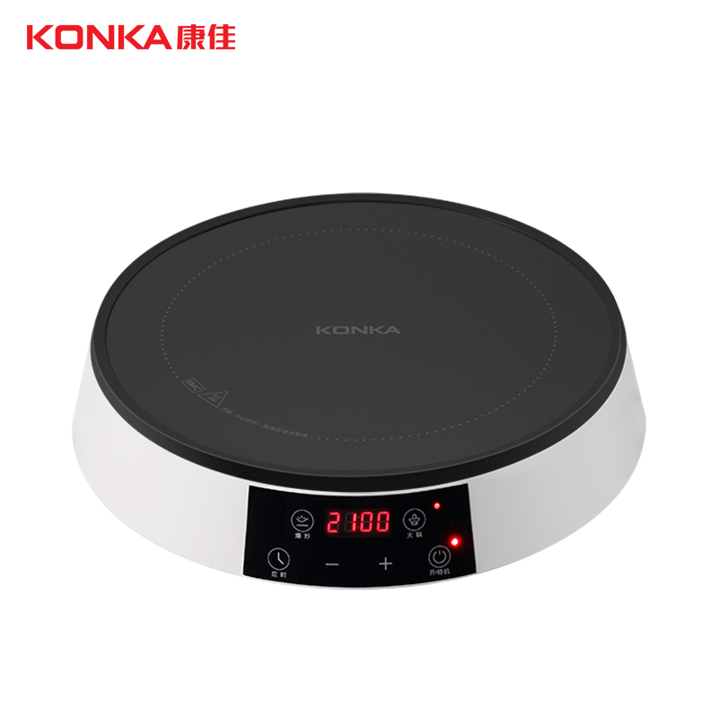 康佳(KONKA)电磁炉KG-1901 家用圆形触控2100W大功率黑晶面板 匀火爆炒多档火力调节