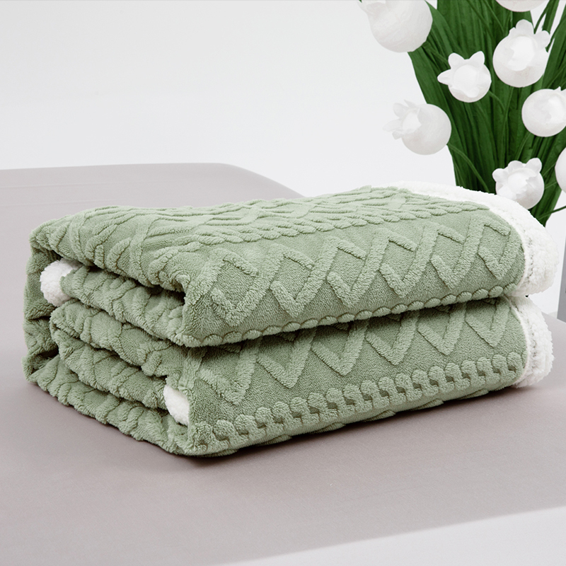 多喜爱多喜爱-羊羔绒双层暖暖毯-豆绿!
