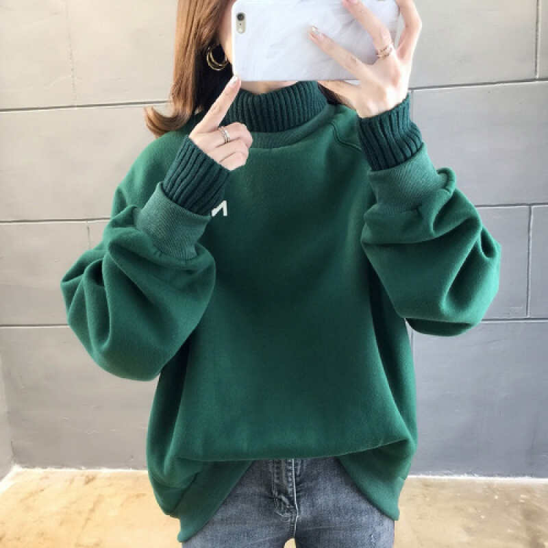 珂卡慕(KEKAMU)加绒加厚卫衣女2020秋韩版ins潮慵懒风外套上衣潮