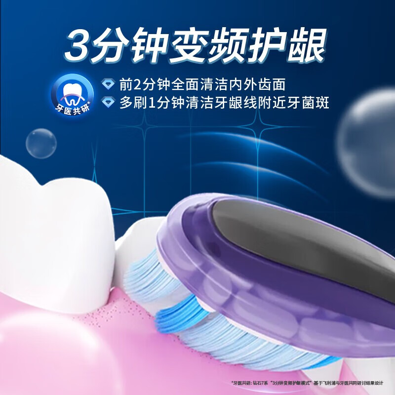 飞利浦(PHILIPS)智能电动牙刷成人钻石牙刷7系新升级智能互动变频护龈钛银灰HX3792/01高清大图