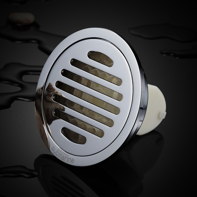 潜水艇(Submarine)TY50-10铜镀铬镜面防臭地漏 圆形淋浴四防地漏 50管径