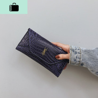 女用钱包2020超薄新款时尚女长款大气女人简约便携休闲潮流搭扣潮NEWLAKE 紫色鳄鱼纹