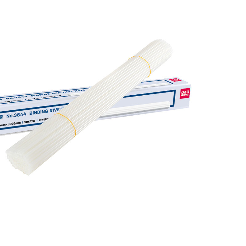 得力(deli)3844 财务装订机专用透明装订铆管Φ4.8mm*500mm 100支