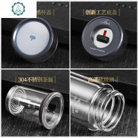 茶水分离杯加厚送礼办公家用车载男女双层保温泡茶玻璃杯 封后 U158L-海军蓝-410ml[简约单层]