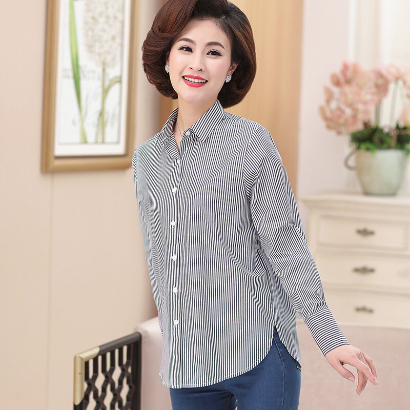 迪鲁奥diluao授权店铺妈妈秋装衬衣女长袖中年人40岁50中老年春秋衬衫