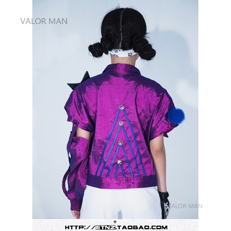 新款儿童街舞表演服男童舞蹈服女童架子鼓演出服套装模特单袖马甲