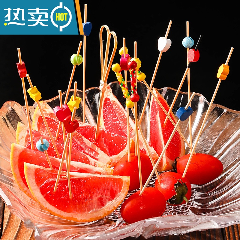 敬平鸡尾酒装饰签水果签果插竹签点心花签可爱艺术牙签创意韩国 鼓形款高清大图