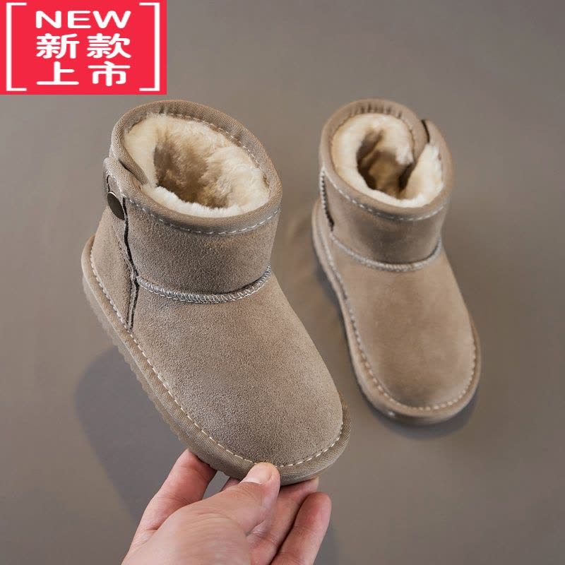 可莉允儿童雪地靴冬季新款女童靴子加绒加厚男童保暖短靴宝宝棉鞋图片