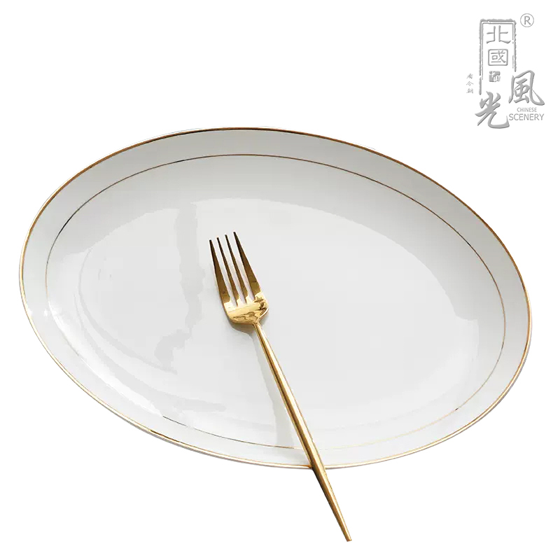 北国风光骨瓷盘碟镶金高清大图