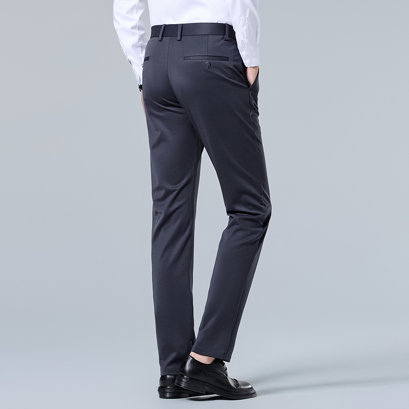 啄木鸟西裤男士商务正装2025秋冬新款潮修身直筒休闲加绒加厚长裤高清大图
