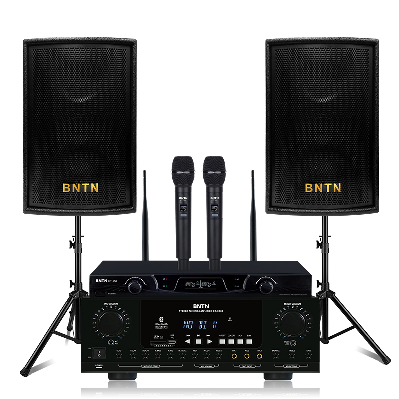 奔腾(BNTN)家庭KTV音响套装家用卡包功放卡拉OK无线U段话筒麦克风客厅小型唱歌k歌会议室演出8200配豪庭音箱