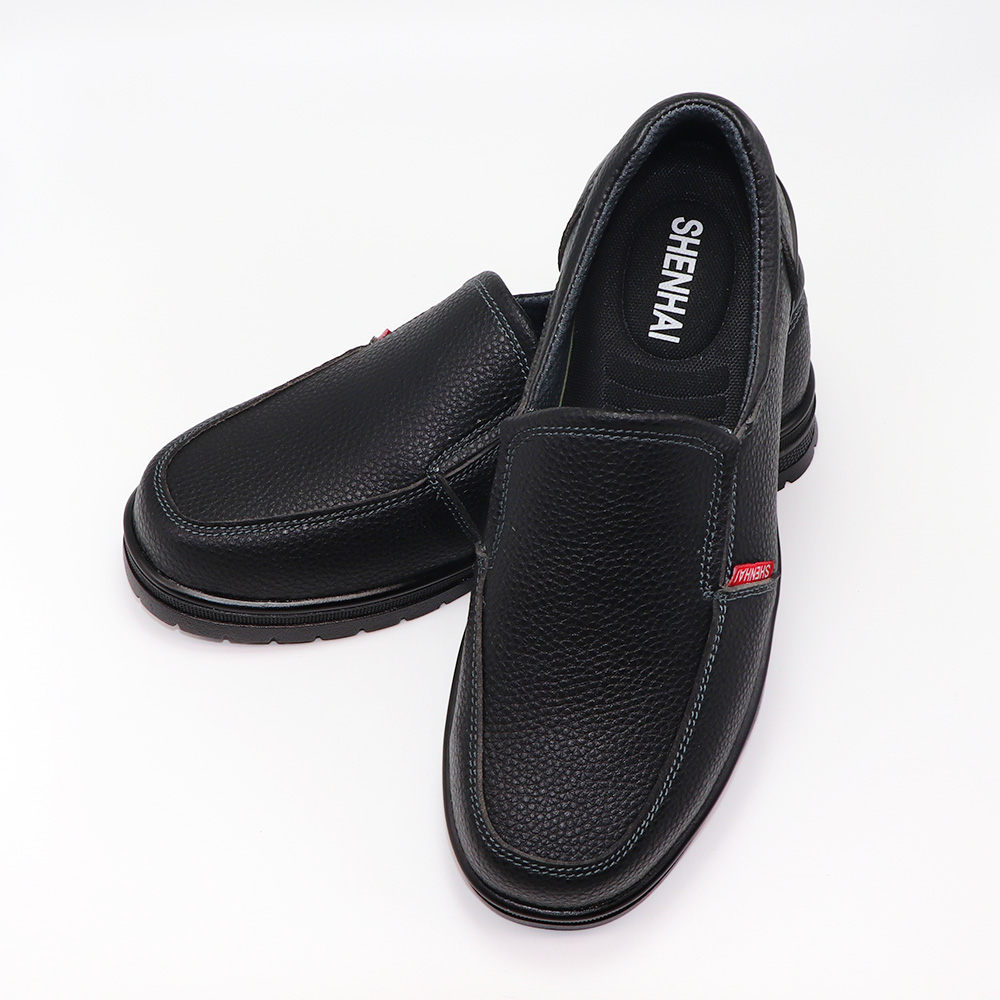 申海安全防护鞋 6608牛软面皮压花 黑色 35-47码 双高清大图