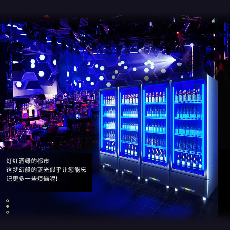 东贝展示柜商用HL-LC260NB(B)七彩LED灯带冷藏保鲜啤酒柜酒吧冷藏柜单门饮料柜超市