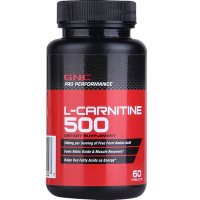 健安喜(GNC)左旋肉碱500mg*60粒/瓶装 燃烧脂肪片剂膳食营养补充剂 美国进口