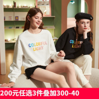 [2.5折价63元]唐狮新款女卫衣圆领发泡印甜酷短款闺蜜卫衣in潮加绒短上衣
