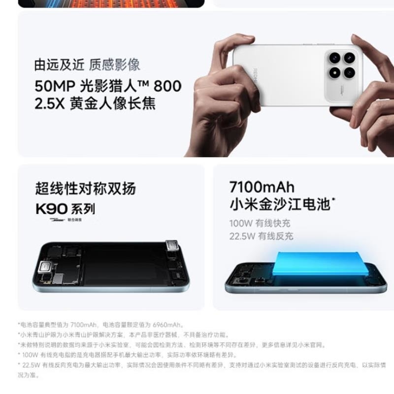 [全新]小米REDMI K90 浅紫色 12GB+256GB 骁龙8至尊版 7100mAh毫安 100W 红米K90 5高清大图