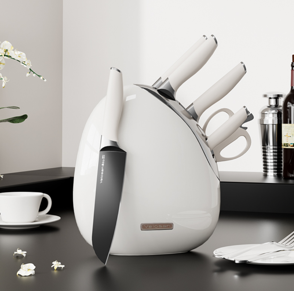 温仑山Velosan复古鹅卵石系列二代套刀刀身锋利耐用安全握把设计轻松切割各类食材