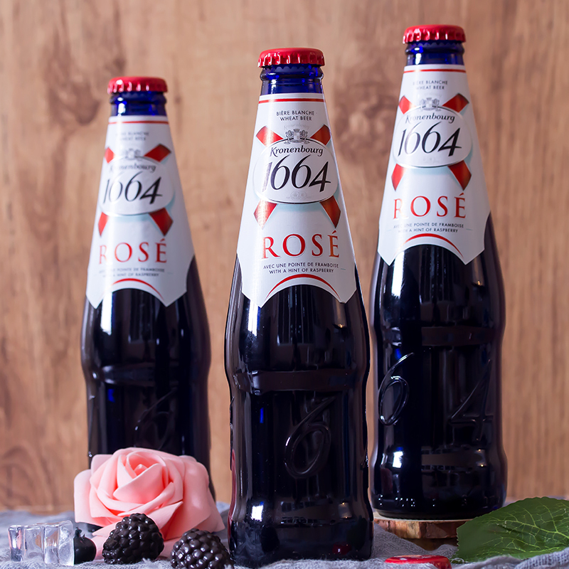 kronenbourg1664桃红啤酒法国果味小麦啤330ml6瓶装