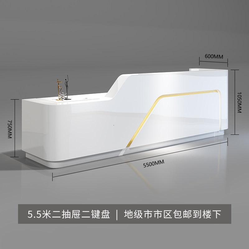 前台接待台烤漆公司办公家具办公室咨询台简约现代大气创意定制_396 5.5米二抽屉二键盘