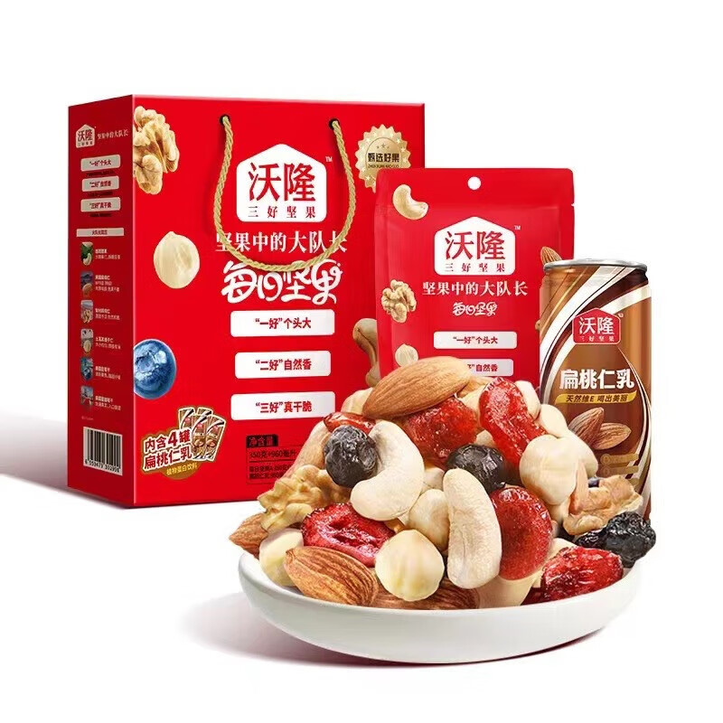 沃隆 每日坚果 350g+960mL 盒