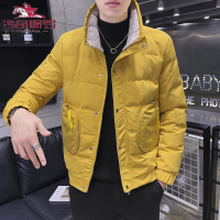 传奇保罗（CHUANQIBAOLUO）2019 羽绒棉冬款毛领拉链口袋男外套修身加厚棉衣男