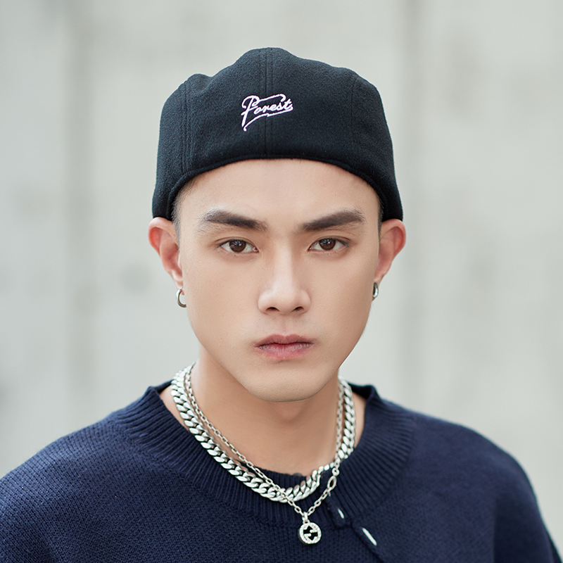 盛世尼曼帽子男士反戴贝雷帽秋冬季韩版潮牌日系鸭舌帽大头围报童帽