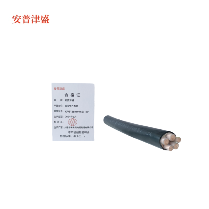 安普津盛 铜芯电力电缆YJV5*25mm0.6/1kv 米高清大图