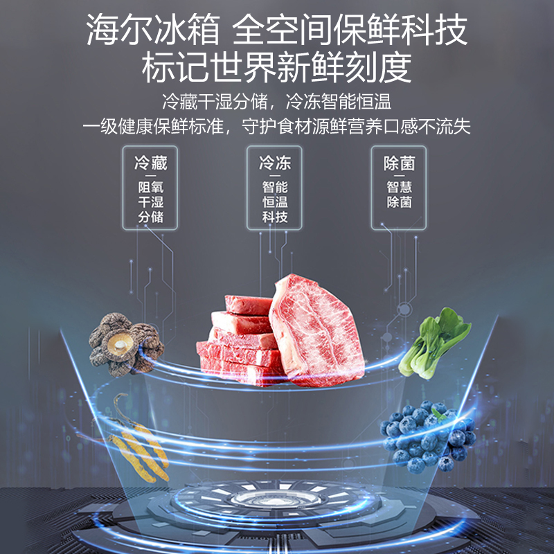 海尔(Haier)561升对开门超薄冰箱 零距离嵌入 全空间保鲜HCF鲜冻保湿 BCD-561WLHSS14GXU1