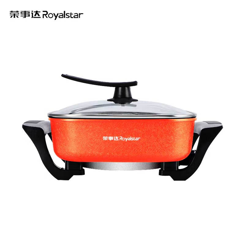 荣事达(Royalstar)6升大容量电火锅电热锅电炒锅电煮锅炒菜煎烤烧烤HG15F7 桔红色
